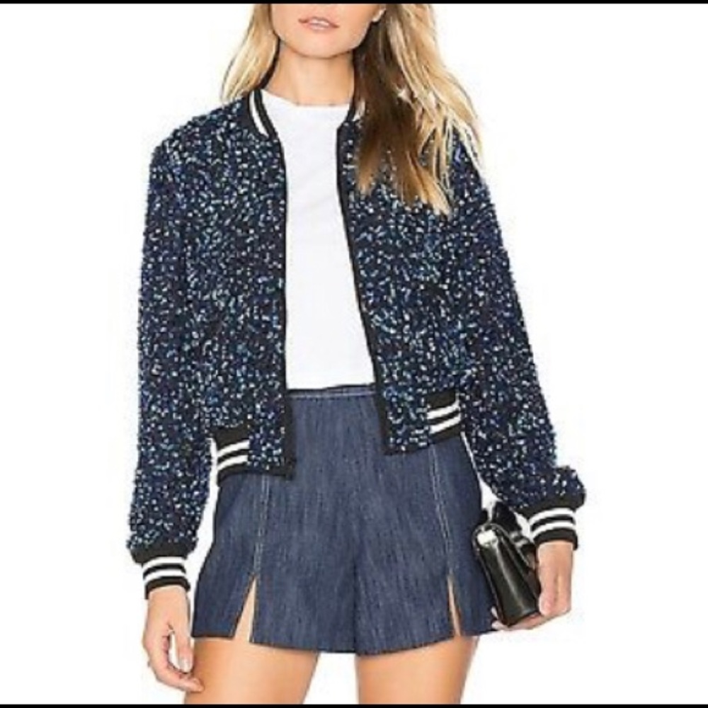 Alice and olivia hand beaded Lonnie jacket size L
